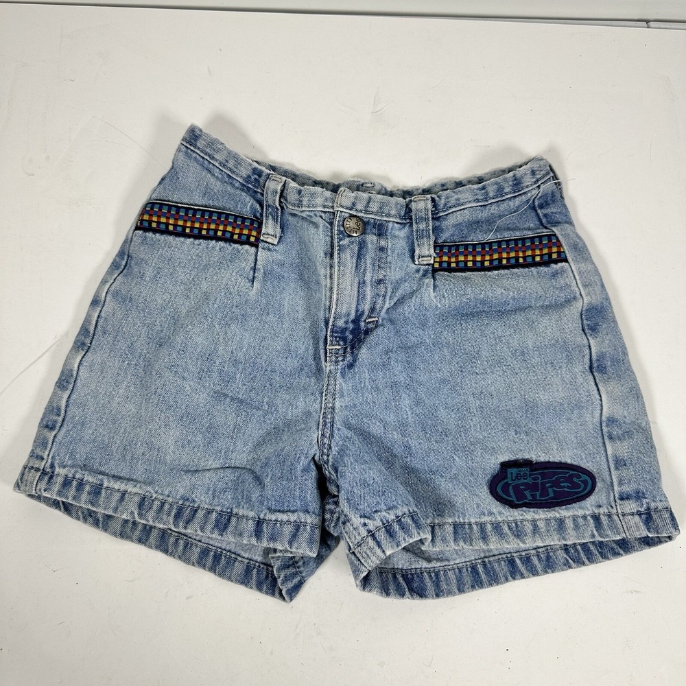 VINTAGE Lee Shorts Womens 8 Light Blue Denim Jean Jorts Mom Faded‎ Retro Y2K USA